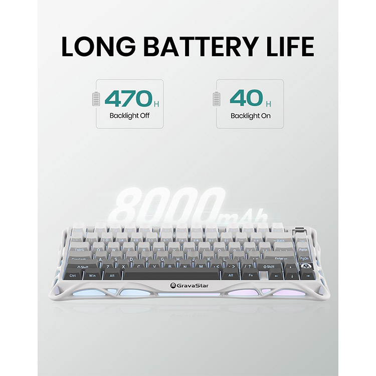 خرید کیبورد GravaStar Mercury K1 - بی‌سیم - سوییچ مکانیکی خطی با قابلیت تعویض سریع - نسخه Gradient White